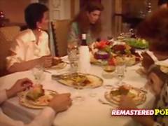 Vintage couple has a very nice exciting dinner together